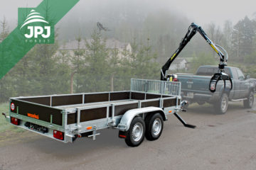Silniční speciál JPJ Forest - přívěs Vezeko s hydraulickou rukou VJ 320 a Dodge RAM